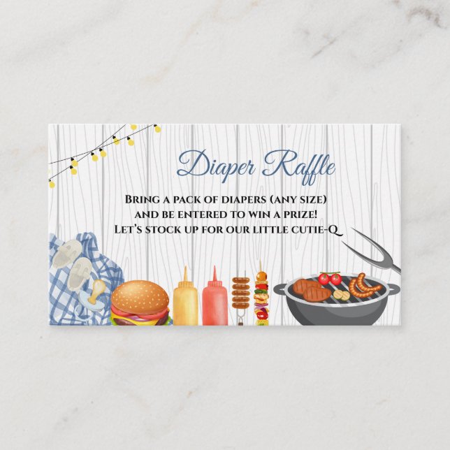 BBQ Baby Shower Diaper Raffle Enclosure Card (Front)