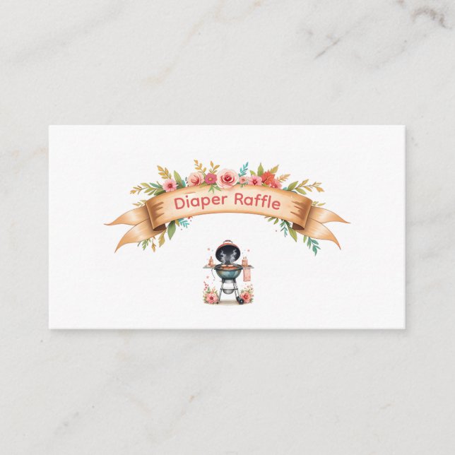 BBQ Baby Shower Diaper Raffle Ticket with Rustic Enclosure Card (Front)