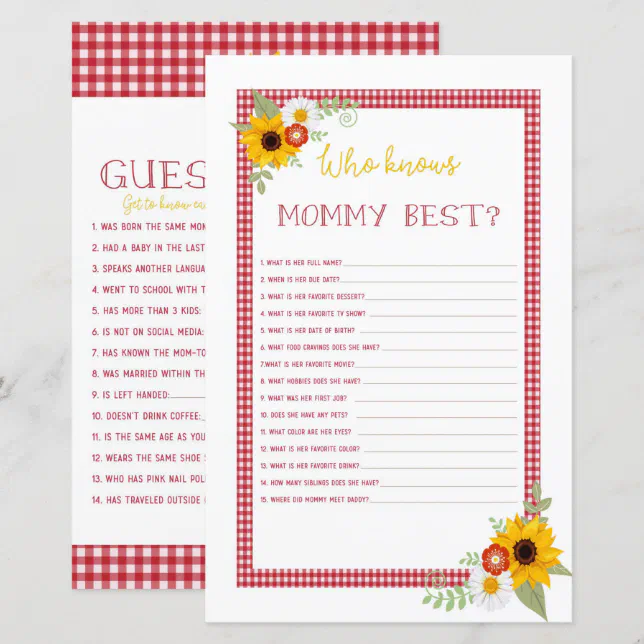 BBQ Baby Shower Games Who Knows Mommy, Guest Quest Zazzle