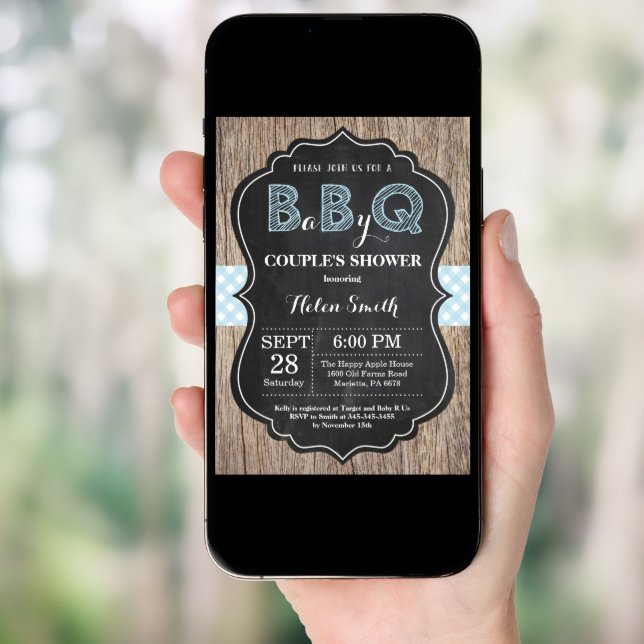 BBQ Baby Shower Invitation Baby Q Backyard Boy (Front Digital)