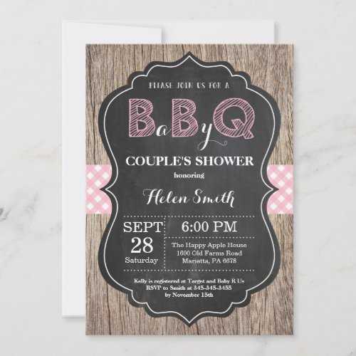 BBQ Baby Shower Invitation Baby Q Backyard Pink
