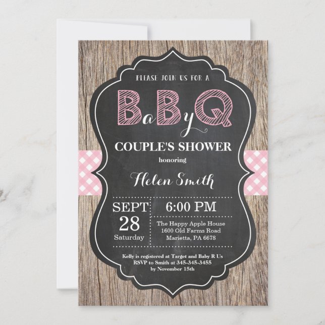 BBQ Baby Shower Invitation Baby Q Backyard Pink (Front)