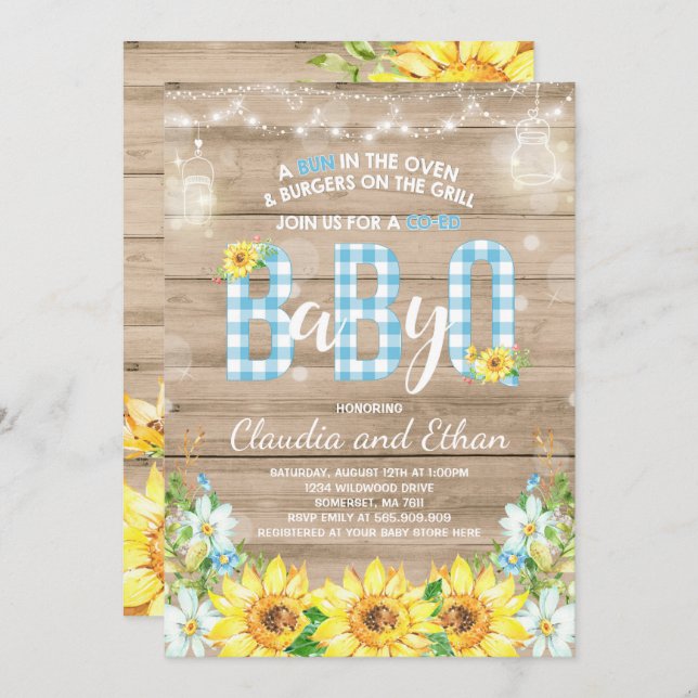 BBQ Baby Shower Invitation Baby Q Couples Shower (Front/Back)