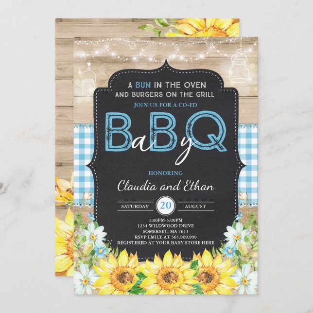 BBQ Baby Shower Invitation Baby Q Couples Shower (Front/Back)