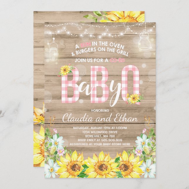 BBQ Baby Shower Invitation Baby Q Couples Shower (Front/Back)