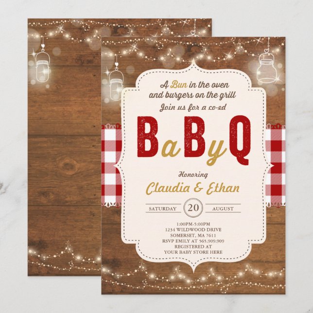 BBQ Baby Shower Invitation Baby Q Couples Shower (Front/Back)