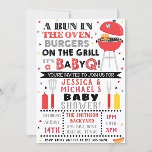 BBQ Baby Shower invitation  BaBy Q Invitation