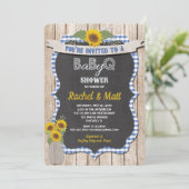 BBQ Baby Shower invitation boy blue yellow (Standing Front)