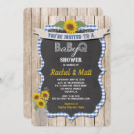 BBQ Baby Shower invitation boy blue yellow