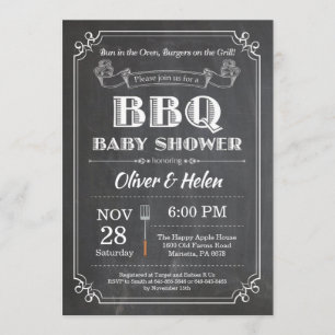 BBQ Baby Shower Invitation Chalkboard