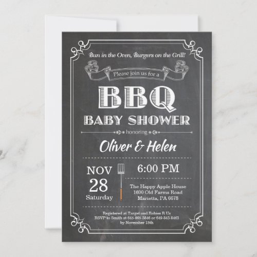 BBQ Baby Shower Invitation Chalkboard