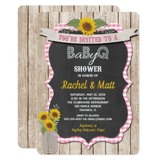 Bbq Baby Shower Invitation Girl Pink Yellow Zazzle Com