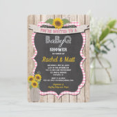 BBQ Baby Shower invitation girl pink yellow (Standing Front)