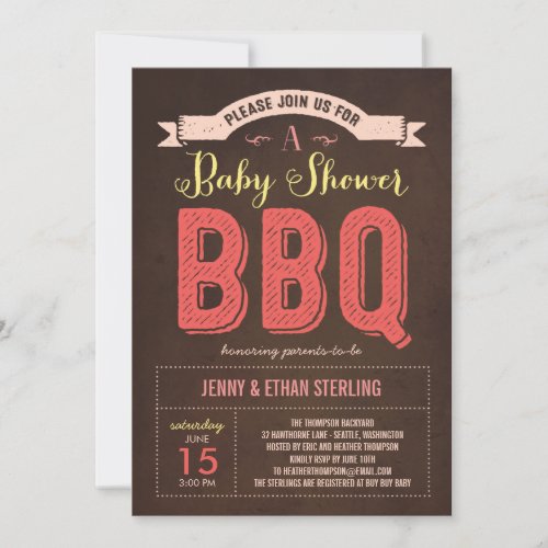 BBQ Baby Shower Invitation - Pink