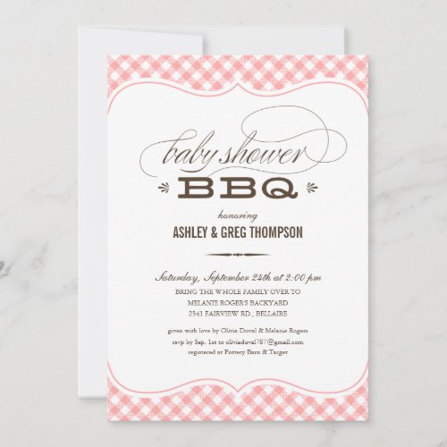 BBQ Baby Shower Invitations - Pink Table Cloth