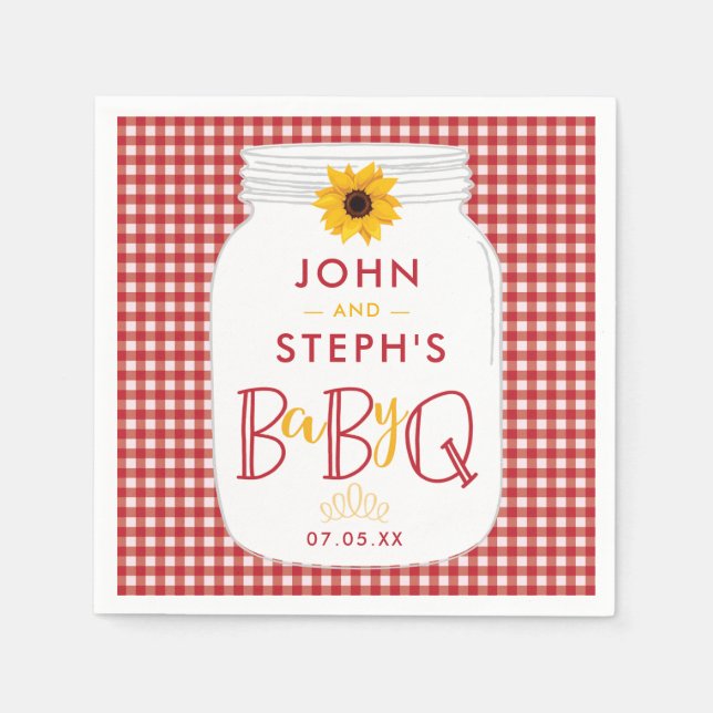 BBQ Baby Shower Napkins, BaByQ Barbeque Party Napkins (Front)