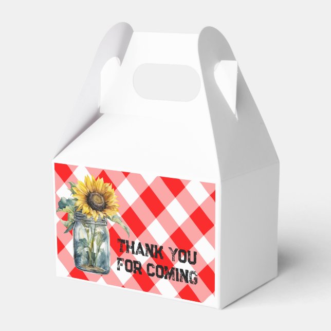 BBQ baby shower red plaid gingham thank you Favor Boxes (Front Side)