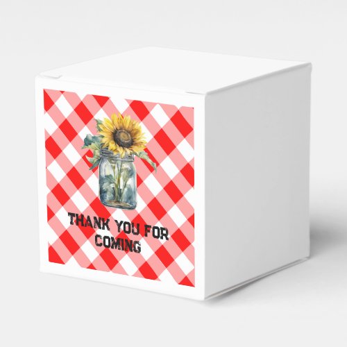 BBQ baby shower red plaid gingham thank you Favor Boxes