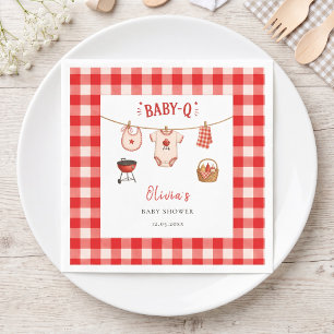 Bbq Baby Shower Rustic Red Gingham Napkins