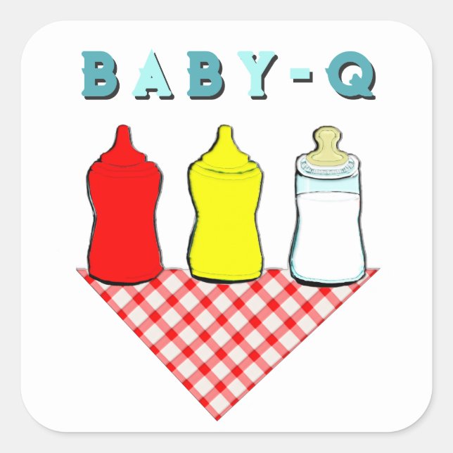 BBQ Baby Shower Square Sticker (Front)
