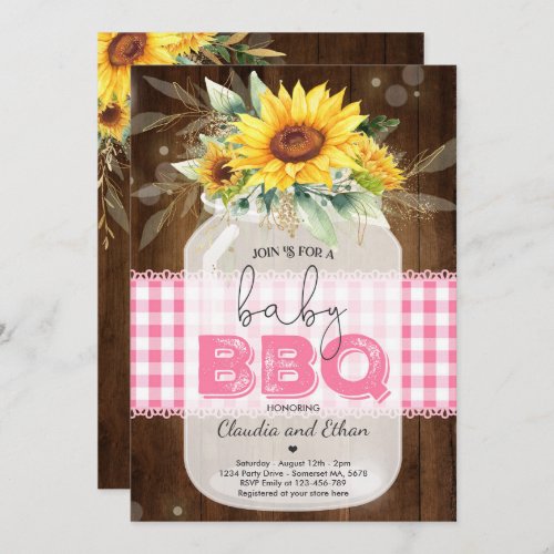 BBQ Baby Shower Sunflower Baby Q Couples Shower Invitation