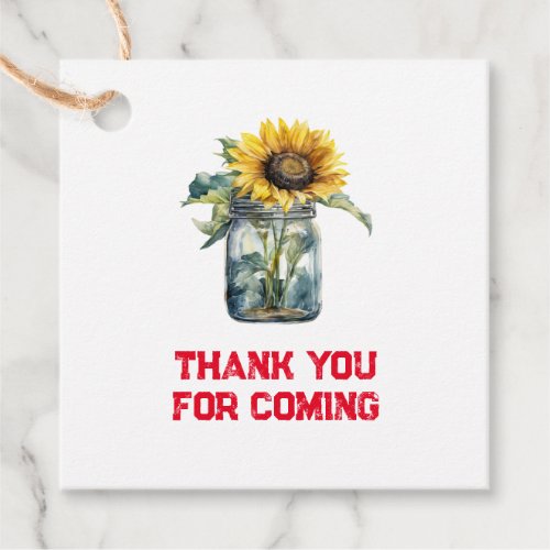BBQ Baby Shower sunflower thank you favor tags