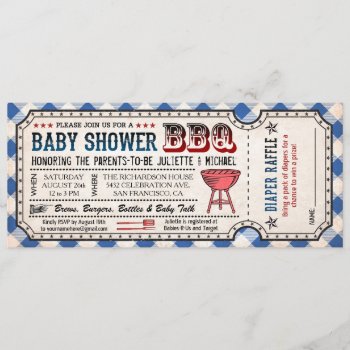 Bbq Baby Shower Ticket Diaper Raffle Invitations by Anything_Goes at Zazzle