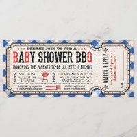 BBQ Baby Shower Ticket Diaper Raffle Invitations