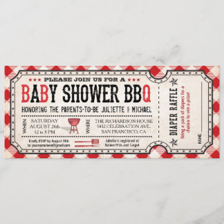 BBQ Baby Shower Ticket Diaper Raffle Invitations