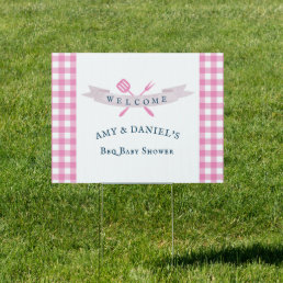 BBQ Baby Shower Vintage Welcome Yard Sign