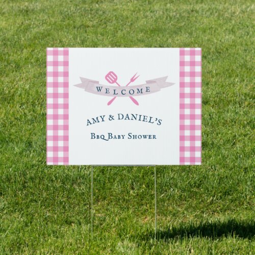 BBQ Baby Shower Vintage Welcome Yard Sign