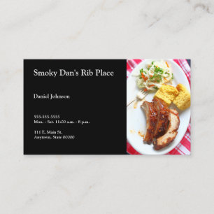 BBQ back ribs on checked cloth Business Card