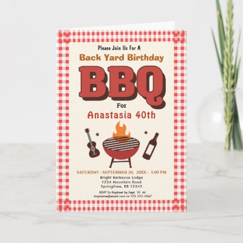 BBQ  Back Yard Birthday Invitation Card