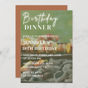 Bbq Backyard Dinner 38th birthday invitations
