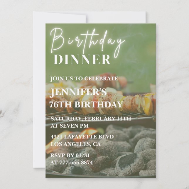 Bbq Backyard Dinner 76th birthday Invitation (Front)
