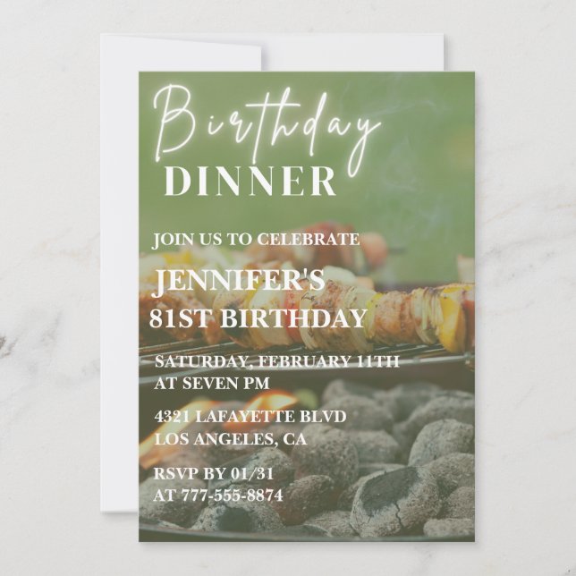 Bbq Backyard Dinner 81st birthday Invitation (Front)