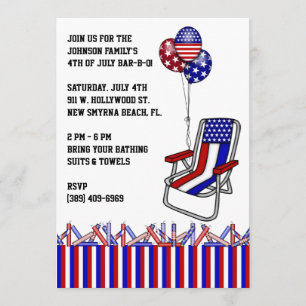BBQ, Bar-B-Q, 4th of July Party Invite! Invitation