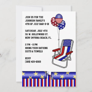 BBQ, Bar-B-Q, 4th of July Party Invite! Invitation