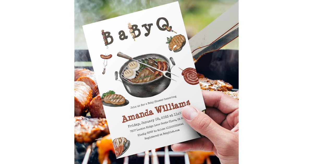 BBQ Barbecue Backyard Party Baby Shower BabyQ Invitation | Zazzle