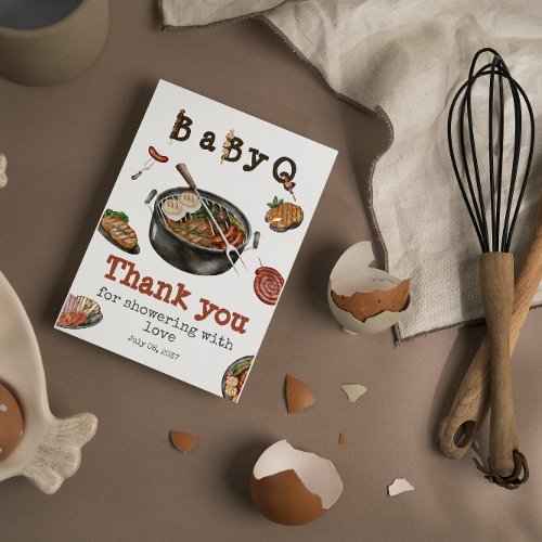 BBQ Barbecue Backyard Party Baby Shower BabyQ Thank You Card