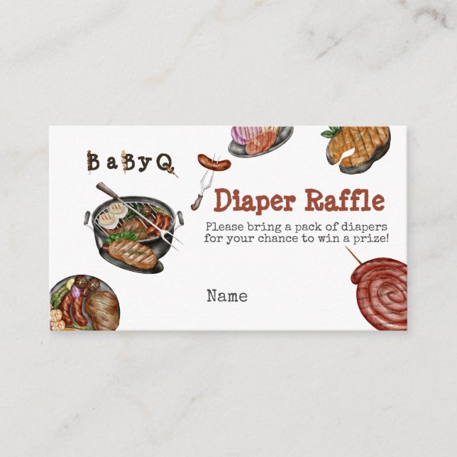 BBQ Barbecue Backyard Party Baby Shower Game Enclosure Card (Front)