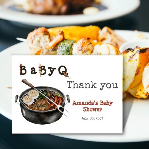 BBQ Barbecue Backyard Party Baby Shower Thank You Card