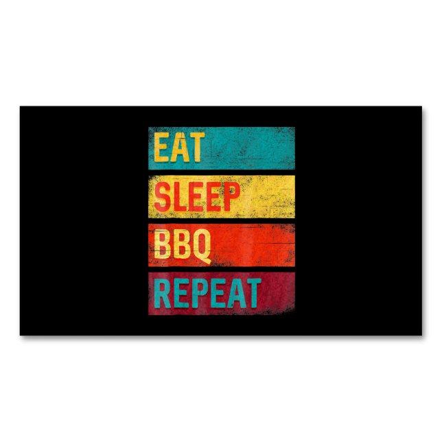 BBQ | Barbecue Grilling Gift eat sleep BBQ Business Card Magnet (Front)