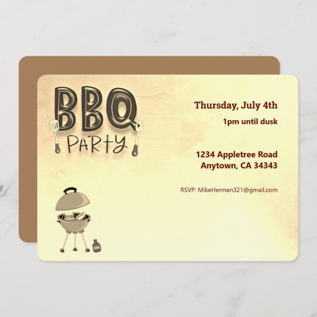 BBQ Barbecue Party Customizable Summer Invitation (Front/Back)