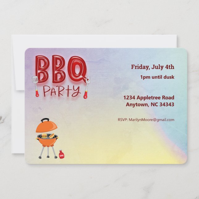 BBQ Barbecue Party Customizable Summer Invitation (Front)