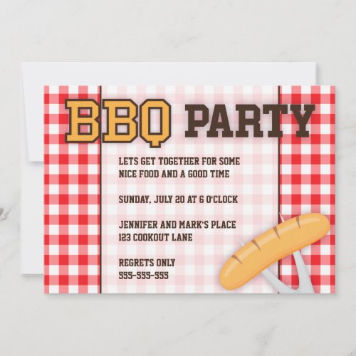 BBQ barbecue party invitation with sausage