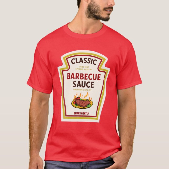 BBQ Barbecue Sauce Ketchup Mustard Costume Hallowe T-Shirt (Front)