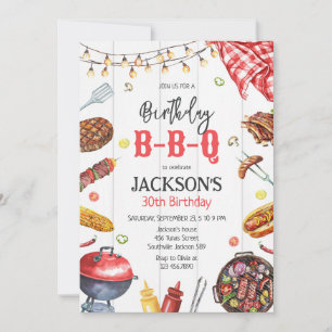 BBQ Barbeque Grill Backyard Birthday Party  Invitation