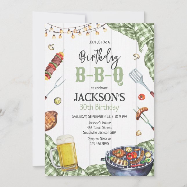 BBQ Barbeque Grill Backyard Birthday Party Invitation (Front)