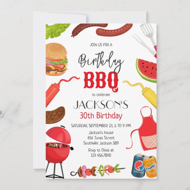 BBQ Barbeque Grill Backyard Birthday Party  Invitation (Front)